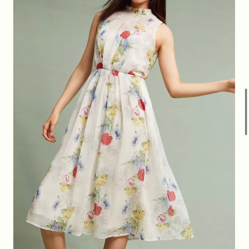 Anthropologie Larietta Floral Midi Dress 0P